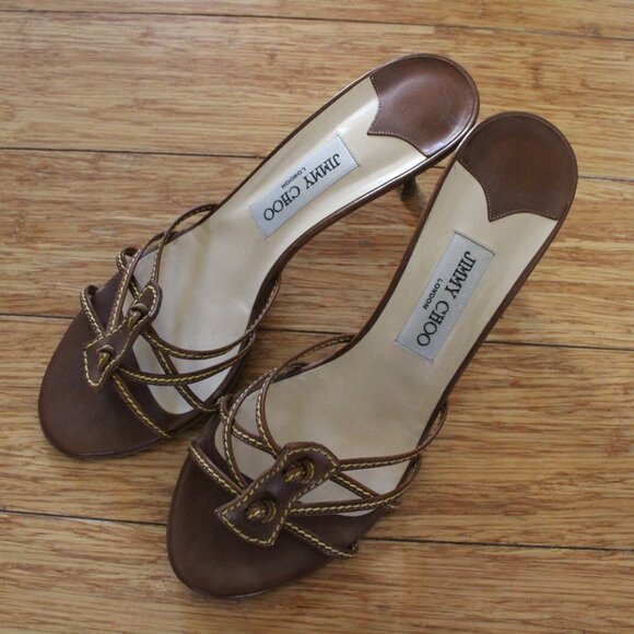 Jimmy Choo Shoes - Jimmy Choo Brown Strappy Leather Heels